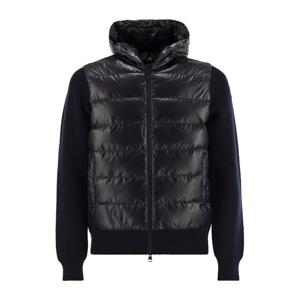 몽클레어 네이비 로고 패치 패디드 후드 가디건 K20919B00041 7