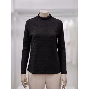 프렐린 세이브존02 블랙 이중 프릴넥 티셔츠 RTP253S51