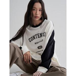 (355841LY20) [에잇세컨즈] 컬러블록 그래픽 긴소매 티셔츠  아이보리