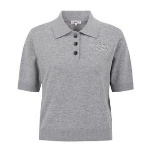 [마스터바니에디션] (421E3SR311)여성 로고 자수 캐시미어 카라 반팔 니트