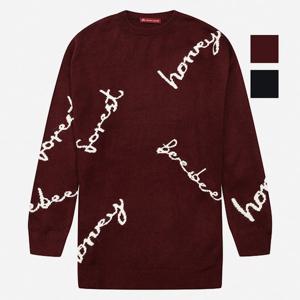 [뱅뱅] 여성 앙고라 레터링 롱 스웨터 (NWI629)