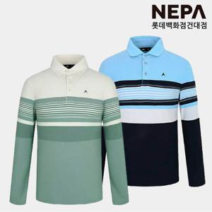 네파 [택가 129,000원] 남성 가을 겨울 스트라이프 패턴 부드러운 기모 폴로 카라티셔츠 7J75244