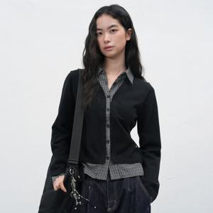 WOMAN 체크 셔츠 레이어드 가디건 [BLACK] / WBE3L04530