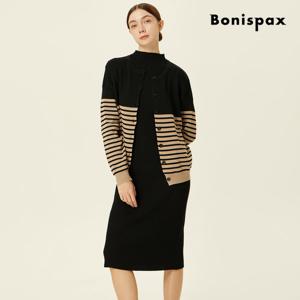 보니스팍스  스트라이프 니트 가디건 원피스 셋업 (XP9ST016M0)