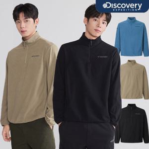 디스커버리 25FW 남성 그리드 플리스 반집업티셔츠 DMZT7A056