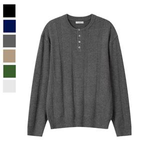 남자 가을 코엘 라운드 헨리넥 긴팔 니트 AS-KNA-Q028-차콜