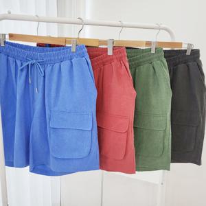 남자 피그먼트 하프 카고 밴딩 반바지 BT-PTH-Q004-차콜