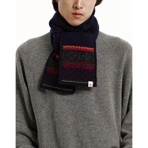 [헤지스]HJMU5F231N2_남성 네이비&레드 노르딕 캐시미어혼방 머플러