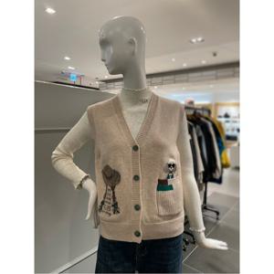르니앤맥코이 V넥 단추 강아지 패치 니트 조끼 (MM11KV012FJY)