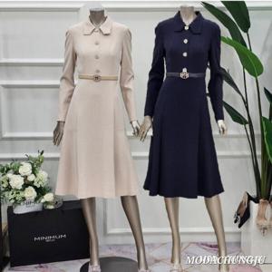 [미니멈]MD 카라넥  버튼 플레어 원피스 MD MMXDAWO0150_CJ