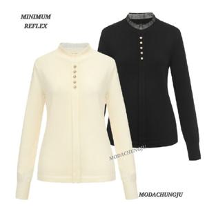 [미니멈]MD 시스루 넥 금장 버튼 니트  MD MMYDAKU0310_CJ