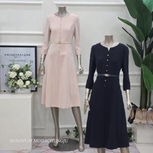 [미니멈]MD  버튼 플레어 원피스 MD MMZCGWO8880DV