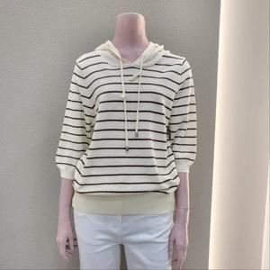 [꼼빠니아]후드 칠부소매 스트라이프 니트티 CAFU6-WSZ050 _IC