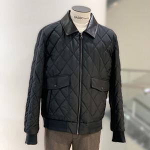 [바쏘옴므]Z5UA-01A 블랙 양가죽 경량 패딩 집업 카라 숏점퍼