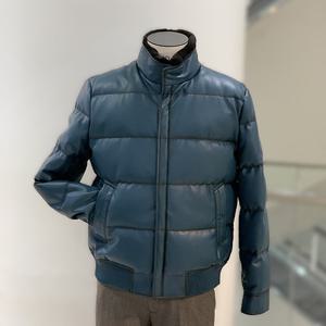 [바쏘옴므]Y4UA-62A 다크그린 구스다운 하이넥 인조가죽 숏패딩