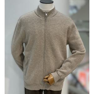 [바쏘옴므]Y4WA-43A 베이지 순모 방풍 집업 니트 가디건