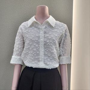 [꼼빠니아]토트무늬 시스루 블라우스 CAFU4-WRB120 _IC