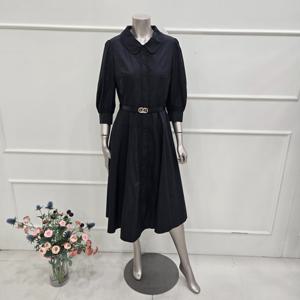 [미니멈]MZCGWO8900BK 카라넥 플레어 원피스