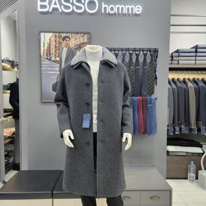 [바쏘옴므]심플 포인트배색앞섭탈부착울캐시미어롱코트WSY4CJ25