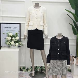 [미니멈]MD 골드버튼 노카라 트위드자켓 MD MZCOWJ8460BK