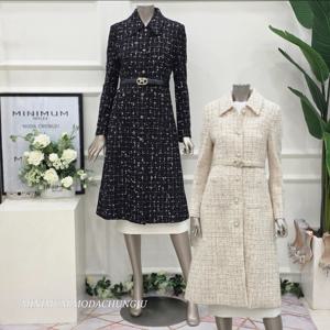 [미니멈]MD 울 트위드 카라넥 롱 자켓 MD MYCAWJ9010BK1