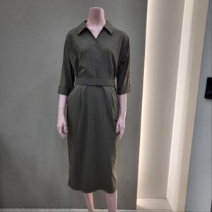 [꼼빠니아]칠부소매 브이카라넥 벨티드 원피스 CAFF8-WOP110 _IC