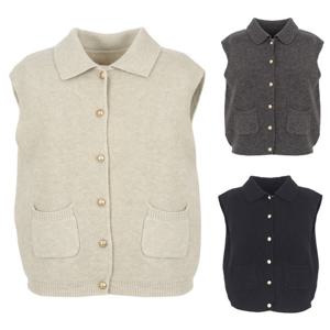 가을겨울 카라 니트 조끼 데일리 여성 골프 베스트 DPFLVE87