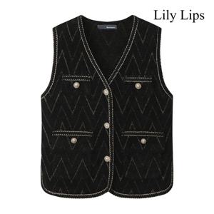릴리립스  지그재그 V넥 트위드 베스트 (YLAVT001)
