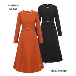 [미니멈]MD 체크 네크라인 플레어 원피스 MD MMYDAWO1020_CJ