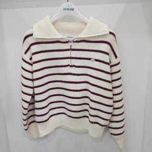 [에꼴리에]스트라이프 반집업 카라 니트티(25D50840)_US