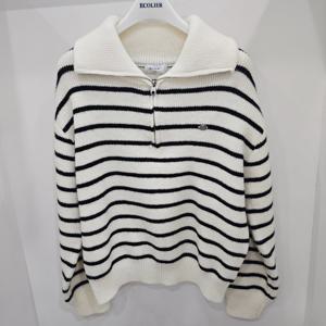 [에꼴리에]스트라이프 반집업 카라 니트티(25D5084)_US