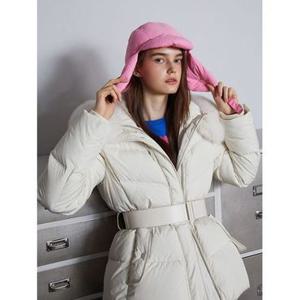 [에고이스트]아이보리 사선퀼팅 텍스처 벨티드 숏 구스다운점퍼 EQ4TD001