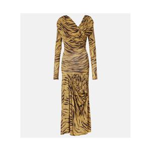 가니 어시메트릭 드레이프 타이거 프린트 맥시 드레스 P01090582
