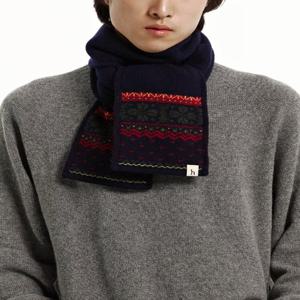 [헤지스] 네이비 레드 노르딕 캐시미어혼방 머플