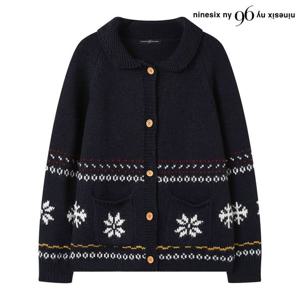 [나인식스뉴욕(영캐릭터)]눈꽃 포켓 둥근 카라 버튼 가디건 (NP4CK027L0)