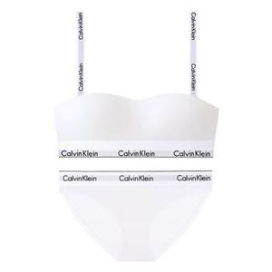 [캘빈클라인 언더웨어]CK 여성 아이콘 코튼 모달 반도 브라+팬티 세트 QF8497+F3787 WHITE