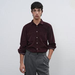 UNISEX 슬림핏 코듀로이 오픈카라 셔츠 [BURGUNDY] / SBE3U03006-MAN