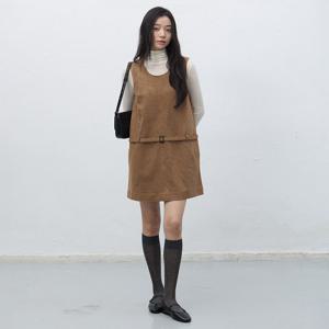 WOMAN 스웨이드 벨티드 원피스 [DARK BEIGE] / WBE4L15512