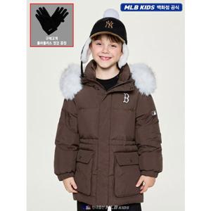 [MLB키즈US] (7ADJB1356-43BRS) [플리스장갑증정] 아웃도어 에어쉘 사파리 미드 덕다운 아동패딩 키즈패딩
