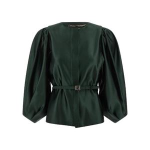 25FW Fendi STRAIGHT 컷 DUCHESS SATIN 자켓 WITH 3 4 BALLOON SLEEVES FJ7672A9DGF1T6I