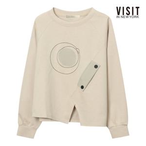 [비지트인뉴욕]트렌디 컷팅 라운드넥 맨투맨 티셔츠 (V5BLT03)