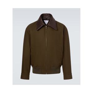 Bottega Veneta 레더 트리밍 코튼 트윌 블루종 재킷 P01137018