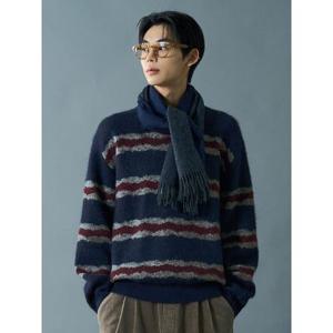 (455Y51LY4R) [에잇세컨즈] 브러쉬 멀티스트라이프 라운드 니트  네이비