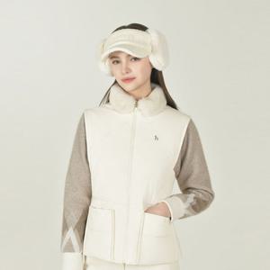 헤지스골프  아이보리 소재배색 구스다운 패딩점퍼(HWJU5D754IV)