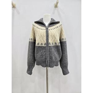 [나인스텝]배색카라니트집업  N25NW5415GY_JJ