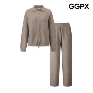 [지지피엑스]심플 카라 집업 가디건 앤 니트 팬츠 투피스 GPBST014F