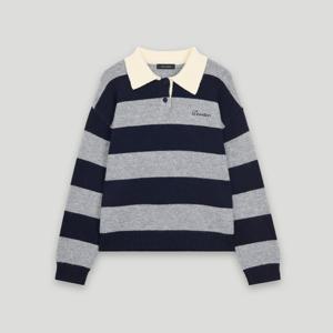 [코데즈컴바인]자수 포인트 카라넥 단가라 니트 CKD-PU383WB