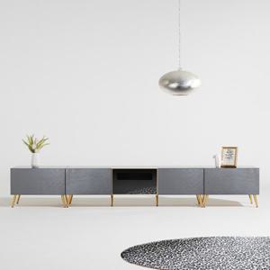 [더젠] 라임 메탈릭실버 고급 2700거실장세트(골드다리)