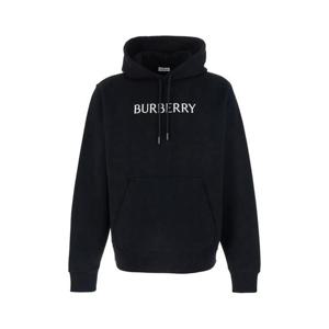 BURBERRY 면 남성의 앞면에 드로스트링 후드와 로고 레터링이 있는 검은색 후드티 8118999A1189