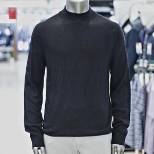 바쏘옴므 세이브존03 바쏘옴므 25FW 블랙 가을겨울용  블렌드 혼방 베이직반목니트 WSATZ4WN01A